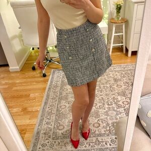 Elegant Black and White Tweed Skirt